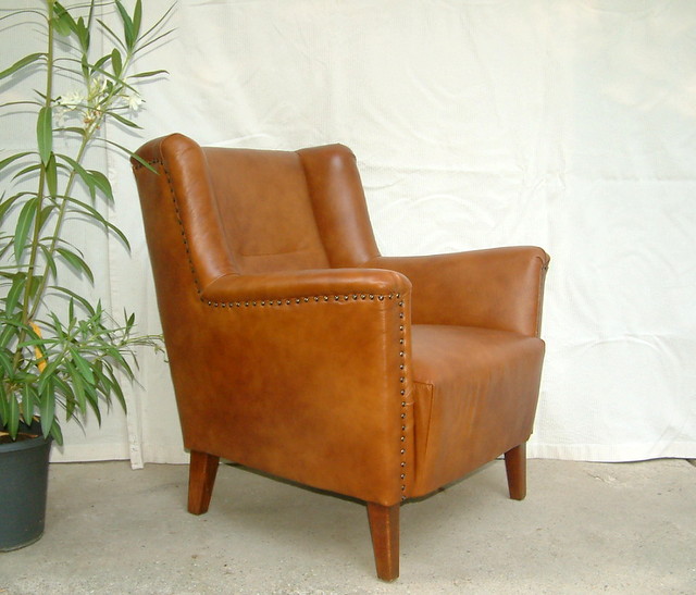 Art deco discount leather armchair